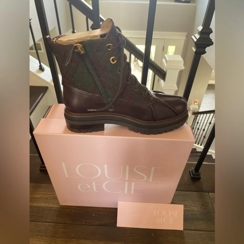 Louise et Cie Sarni Boot Plaid & Brown Platform & Chunky Heel SZ 7 NIB!